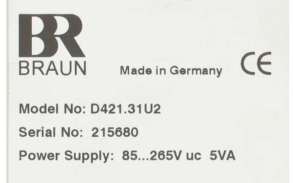 德國(guó)BRAUN GmbH轉速表D421.31U2