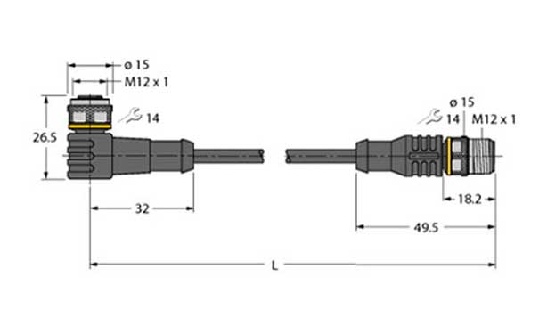 德國(guó)圖爾克TURCK光電傳感器WKC4.5T-P7X3.1-7-RSC4.5T/TXO尺寸